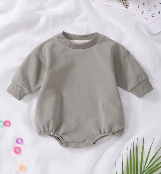 Long Sleeve Bubble Romper - Sage Green