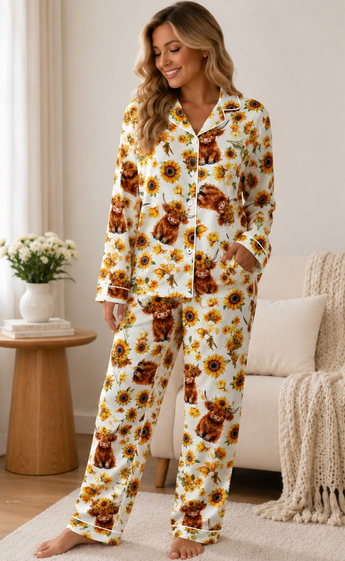 Highland Cow Long PJ Set - Preorder