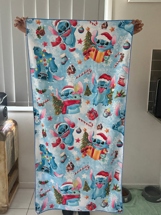 Xmas Blue Alien Beach Towel