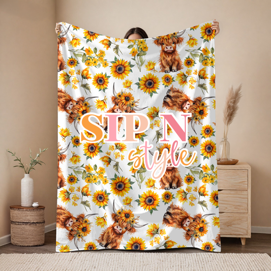 Highland Cow Plush Blanket