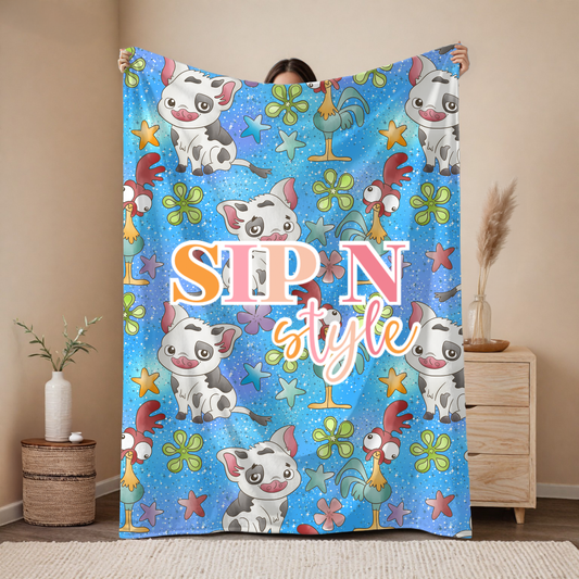 Pig & Chicken Plush Blanket