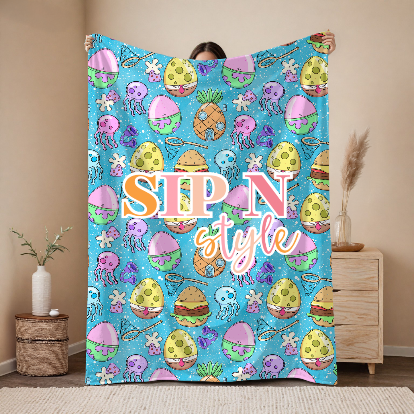 Bikini Bottom Eggs Plush Blanket