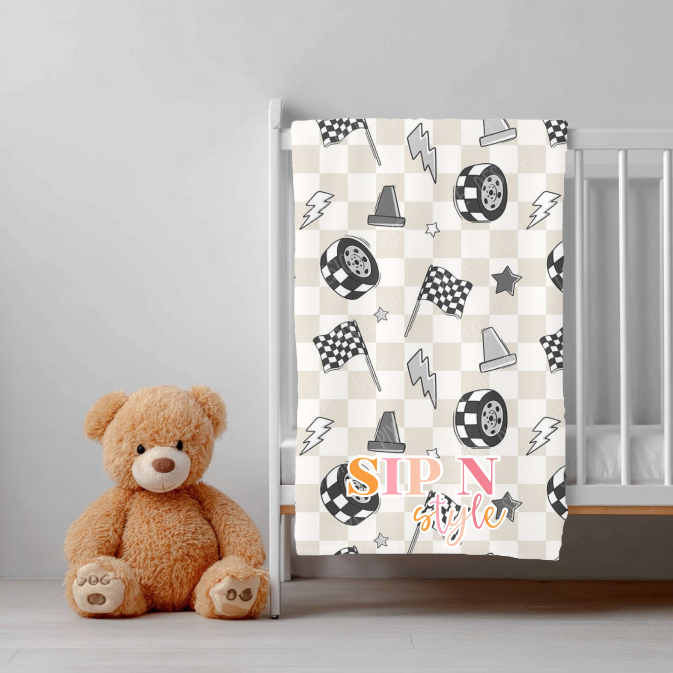 Race Car Baby Blanket - Preorder