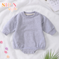 Long Sleeve Bubble Romper - Grey
